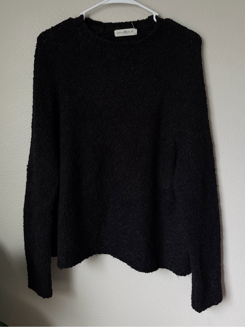 Natural Life Black Boucle Fuzzy Textured Sweater Women’s XL Capsule Wardrobe